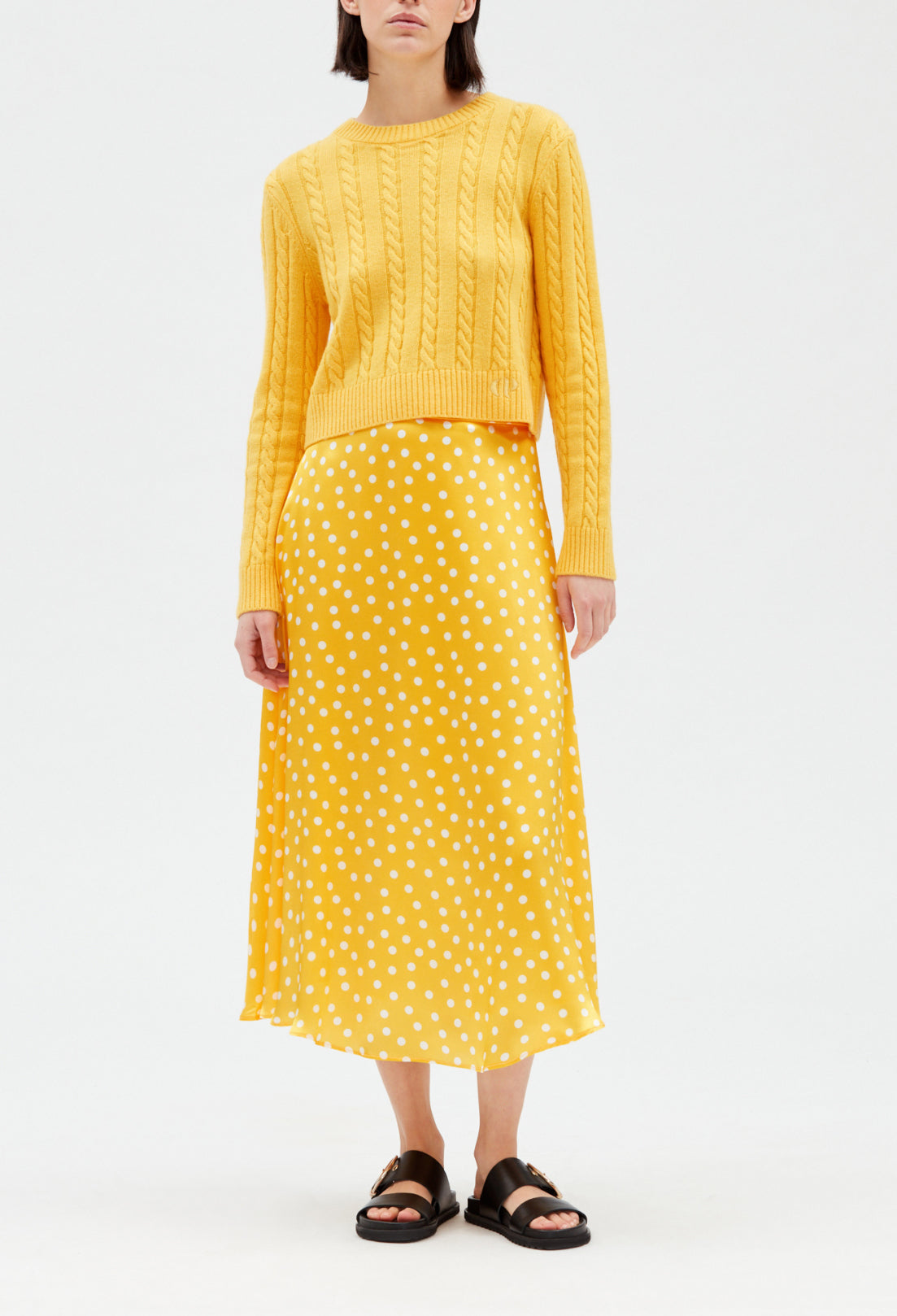 Jupe midi soie jaune Faume - seconde main