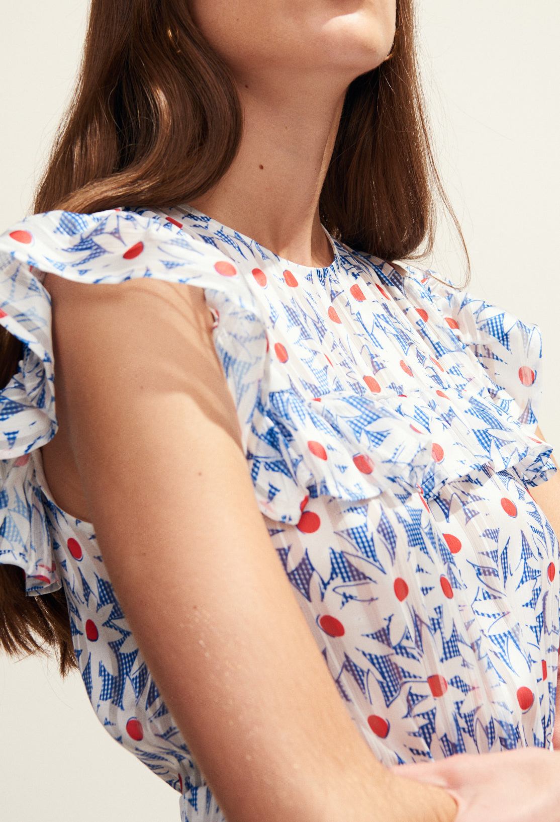 Robe longue à volants imprimé marguerite Faume - seconde main