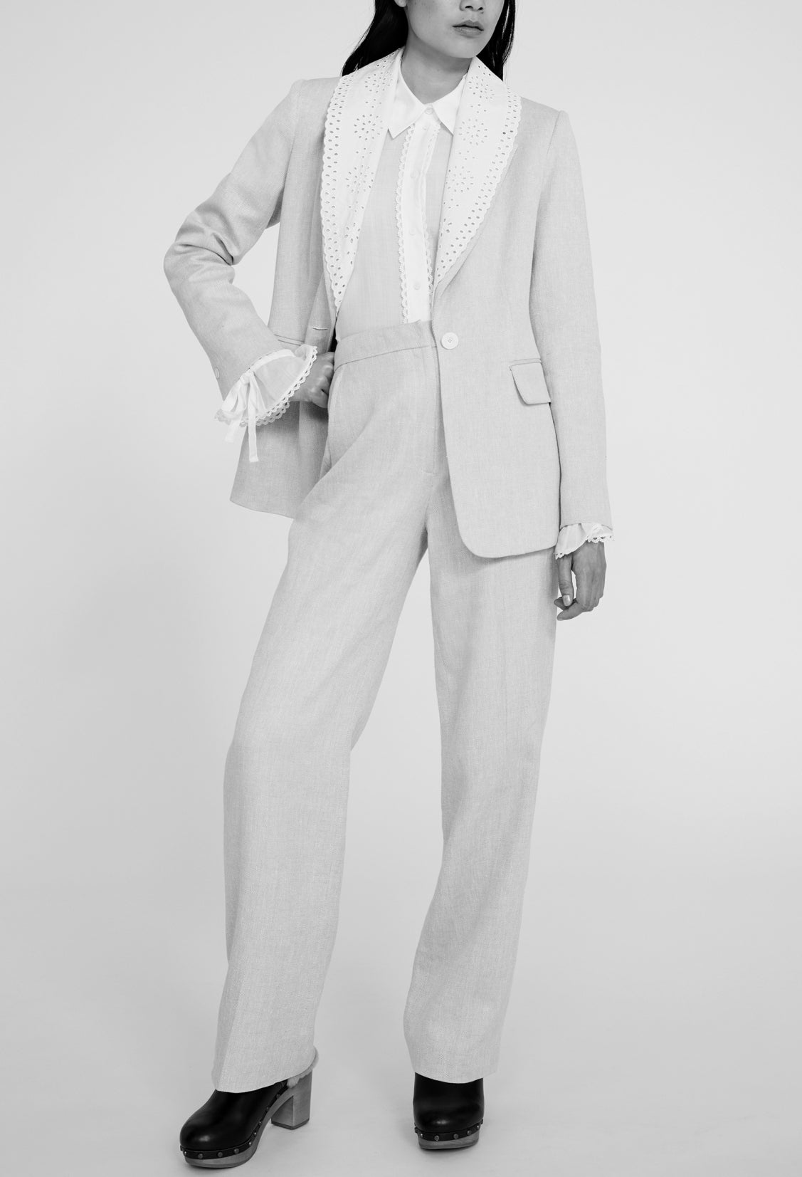 Veste beige tailleur à col Faume - seconde main