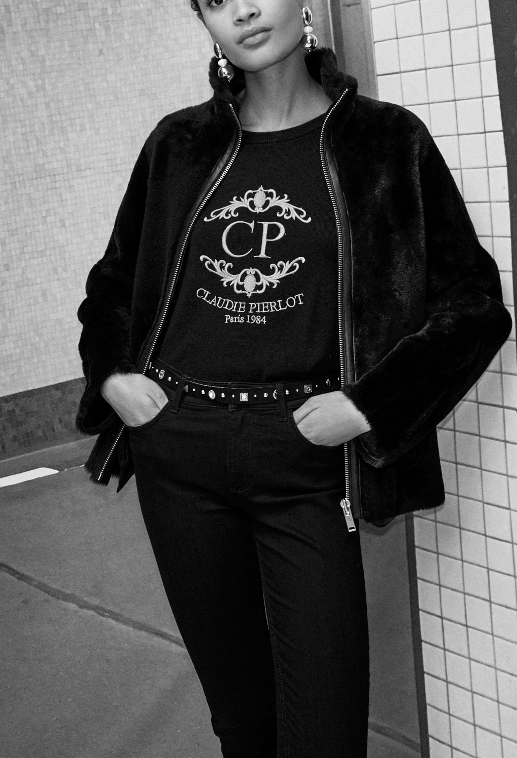 Manteau court en peau lainée Faume - seconde main