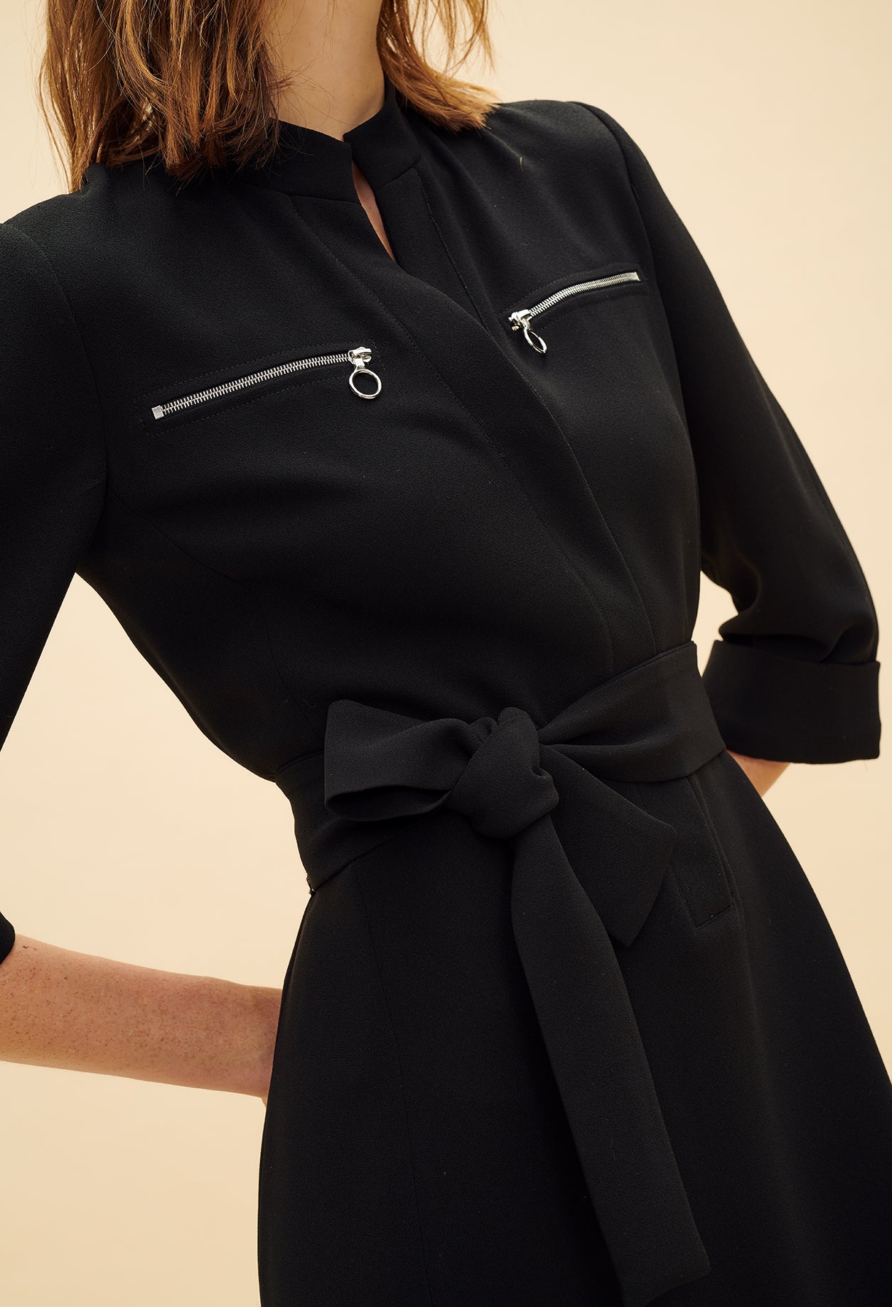 Robe ceinturée poches zippées Faume - seconde main