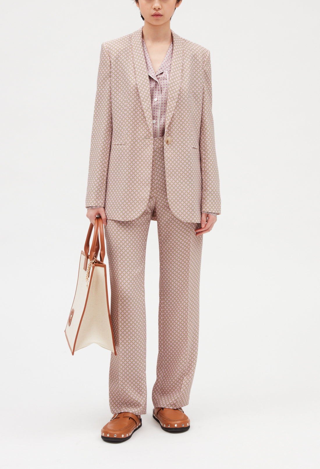 Veste tailleur imprimé rose Faume - seconde main