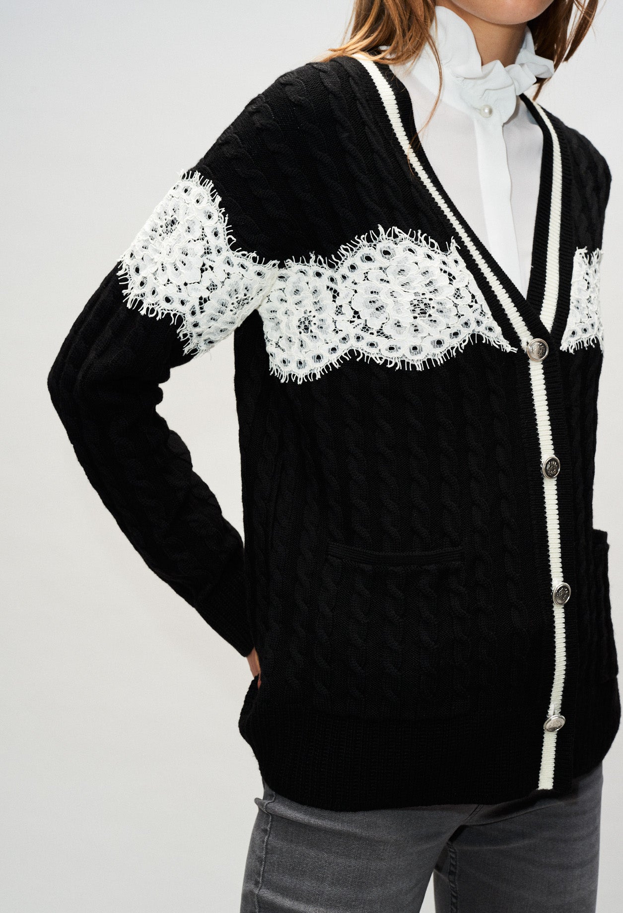 Cardigan détail dentelle Faume - seconde main