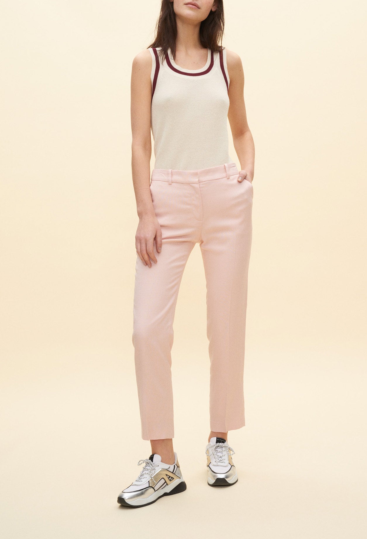 Pantalon droit rose poudré Faume - seconde main