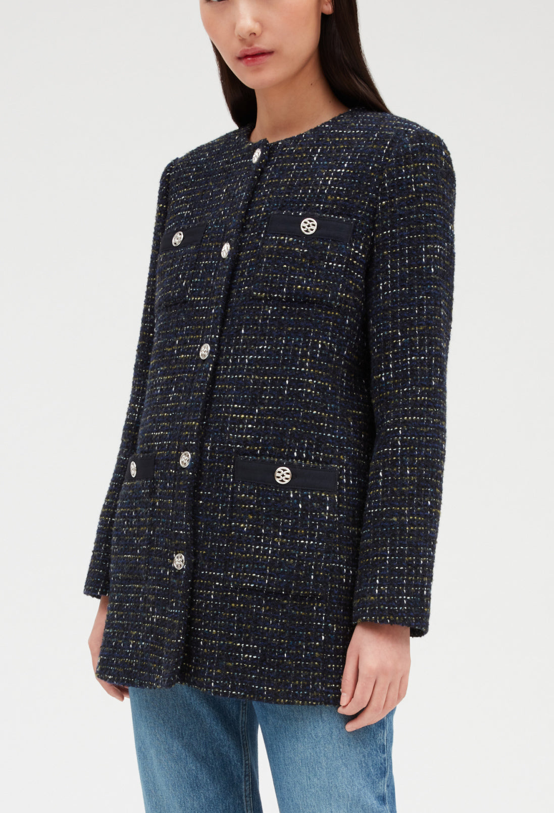 Manteau noir tweed Faume - seconde main
