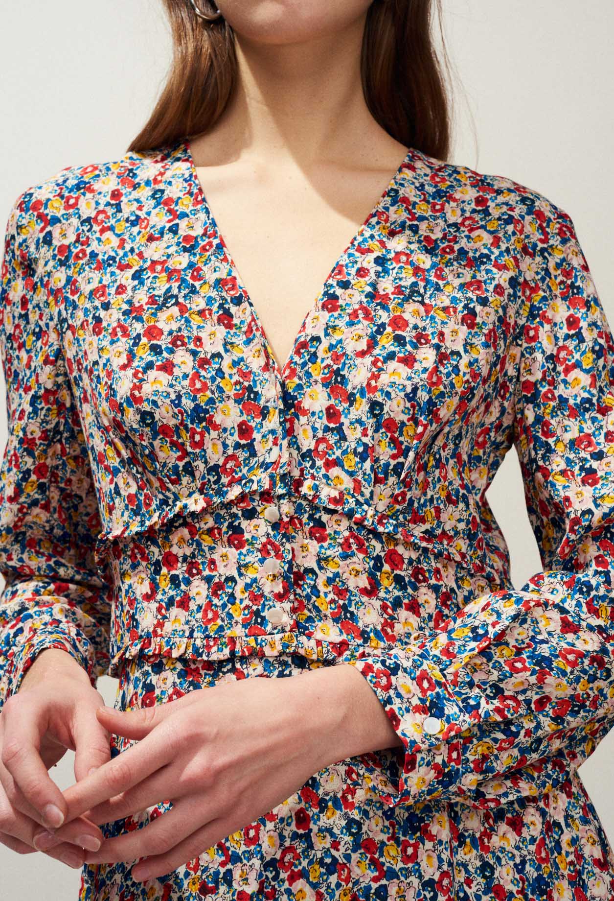 Robe col V imprimé fleuri Faume - seconde main