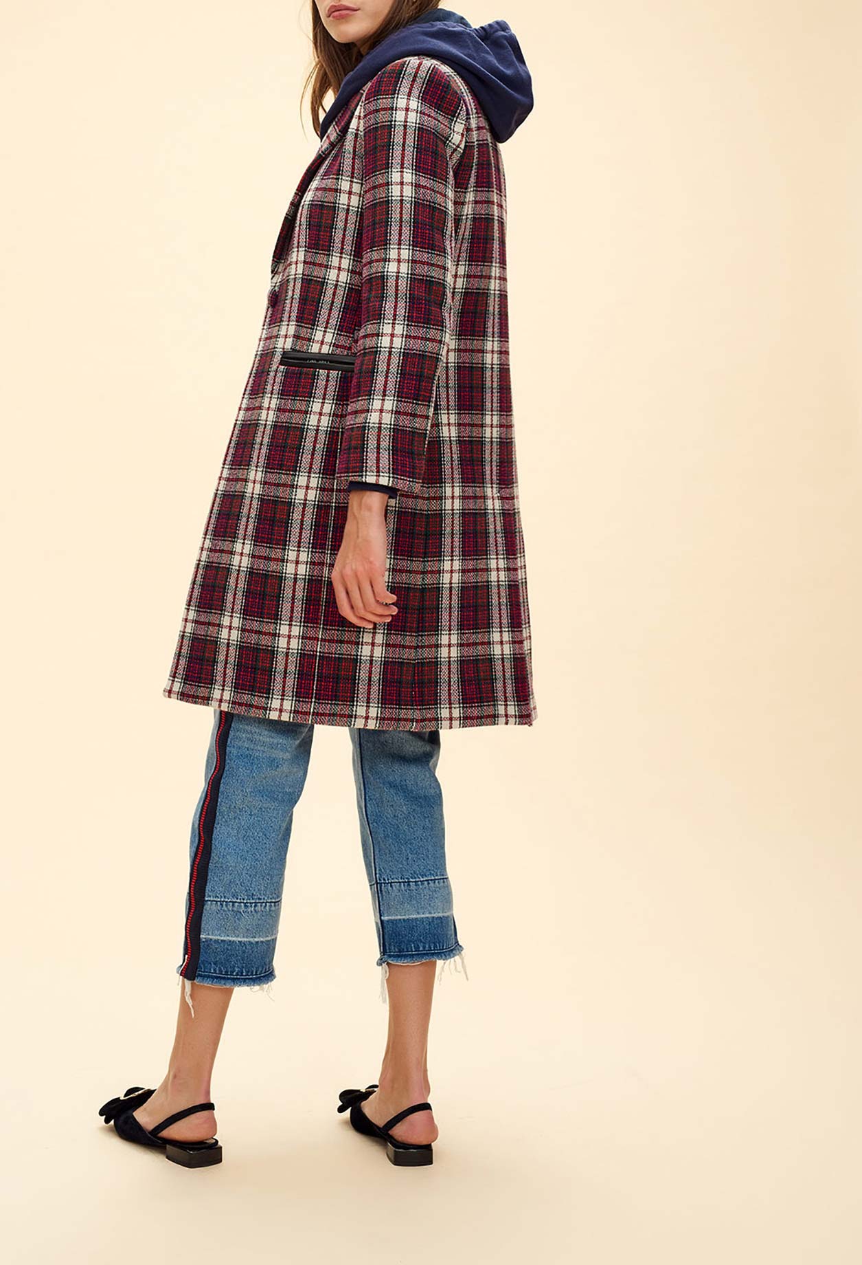 Manteau en laine motif carreaux Faume - seconde main