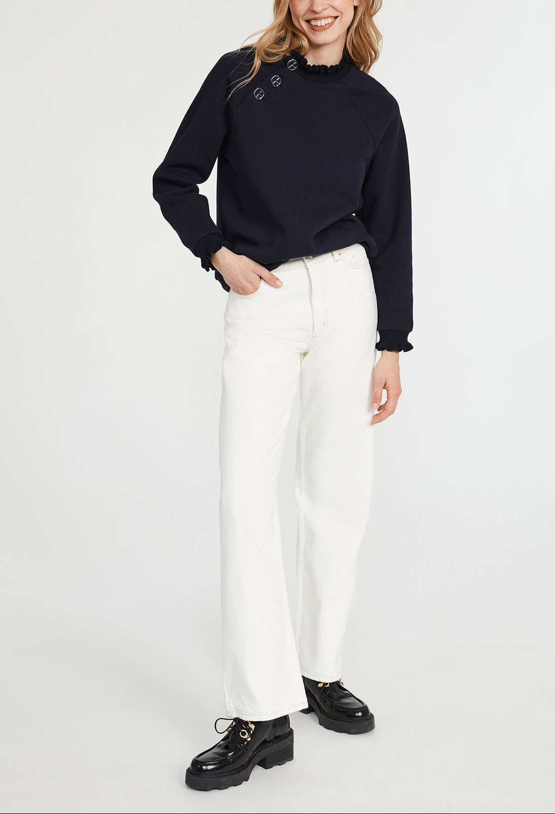 Sweatshirt à col volanté Faume - seconde main