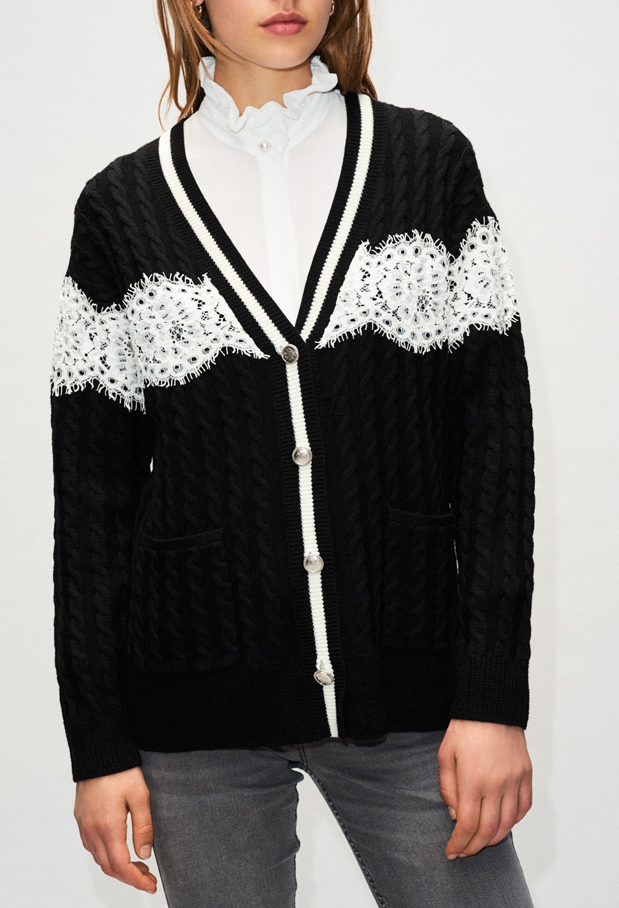 Cardigan détail dentelle Faume - seconde main