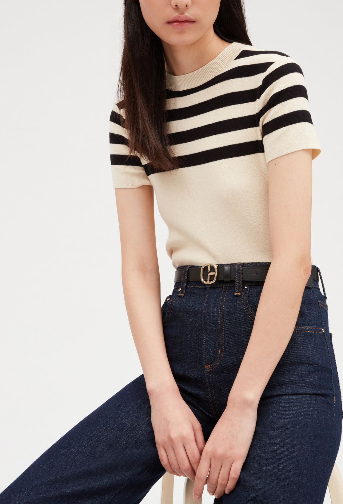 Pull bicolore manches courtes Faume - seconde main