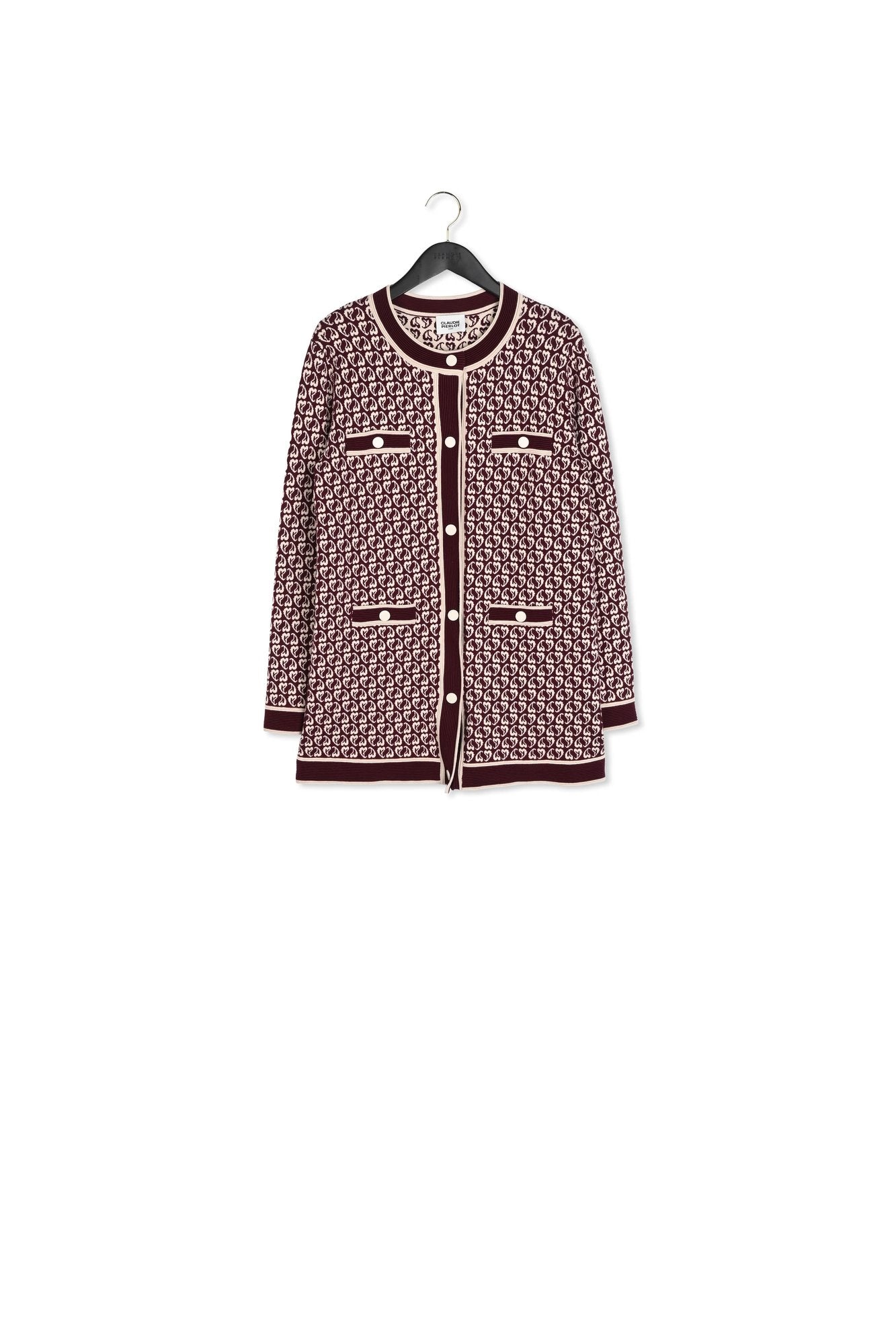 Cardigan bicolore maille à motif cœur Faume - seconde main