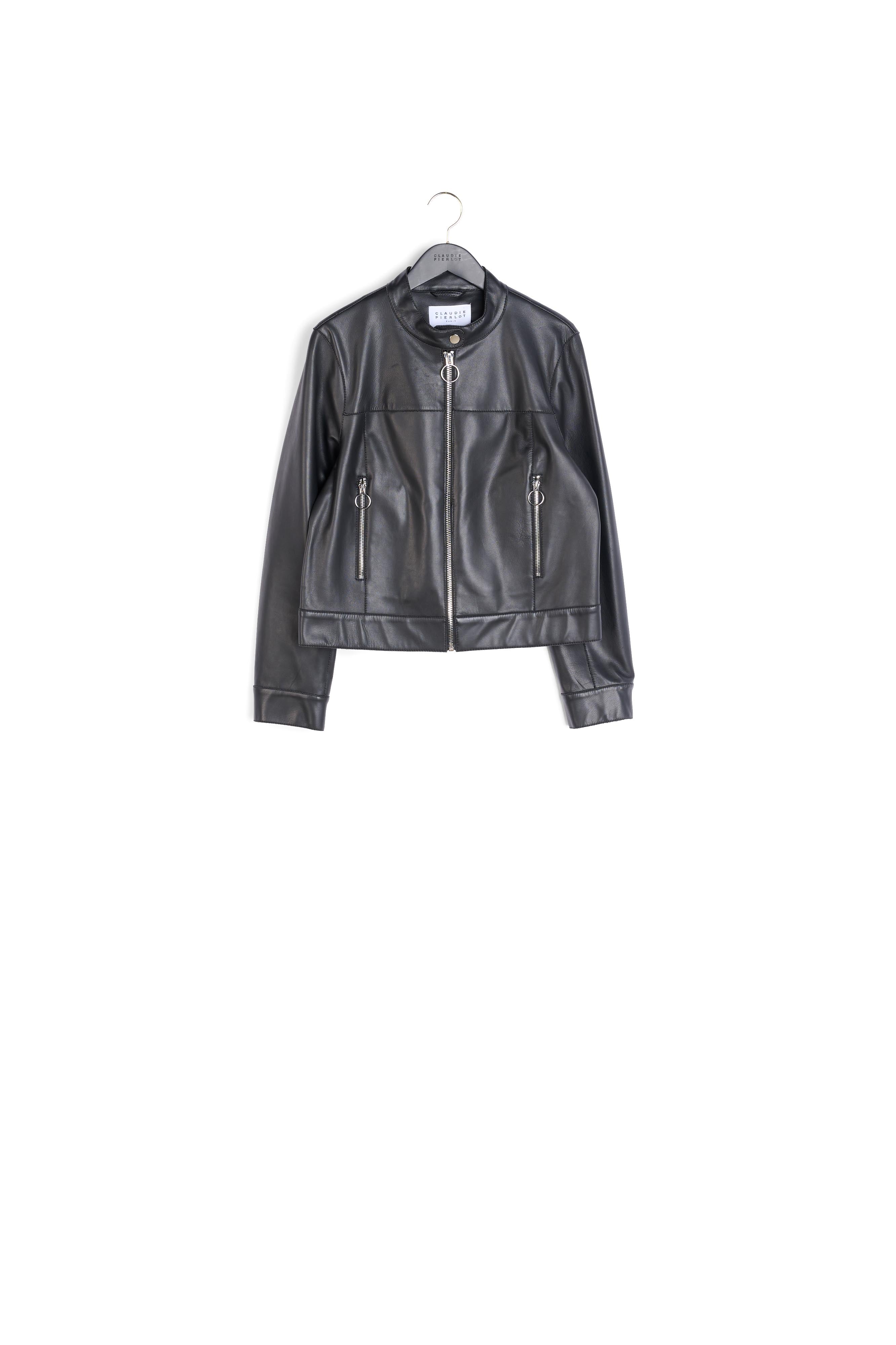 Blouson cuir col montant Faume - seconde main