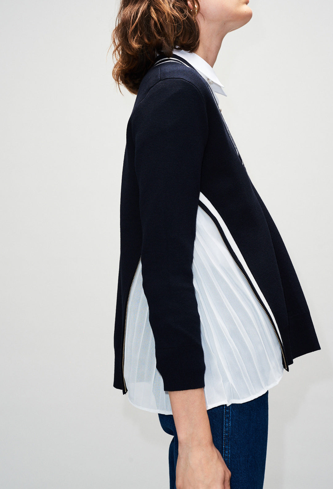 Pull 2 en 1 col V à bandes contrastées Faume - seconde main