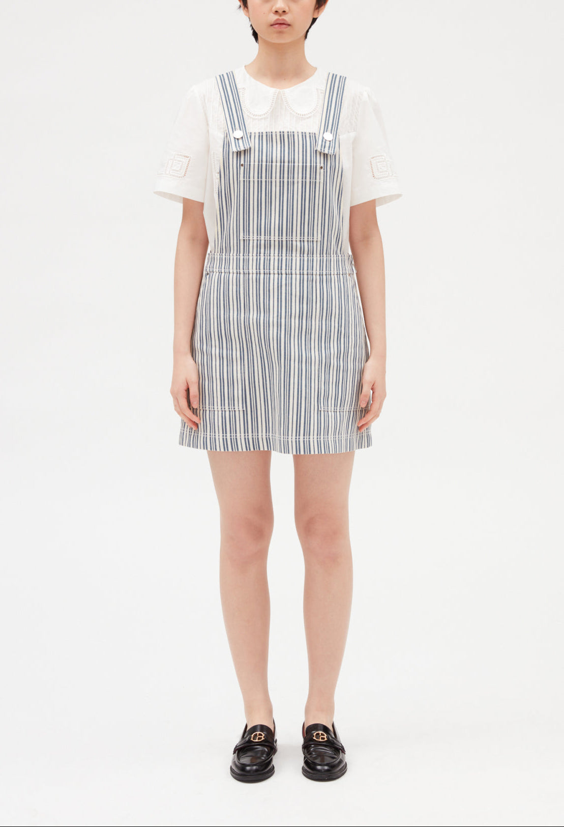 Robe salopette courte denom à rayures Faume - seconde main