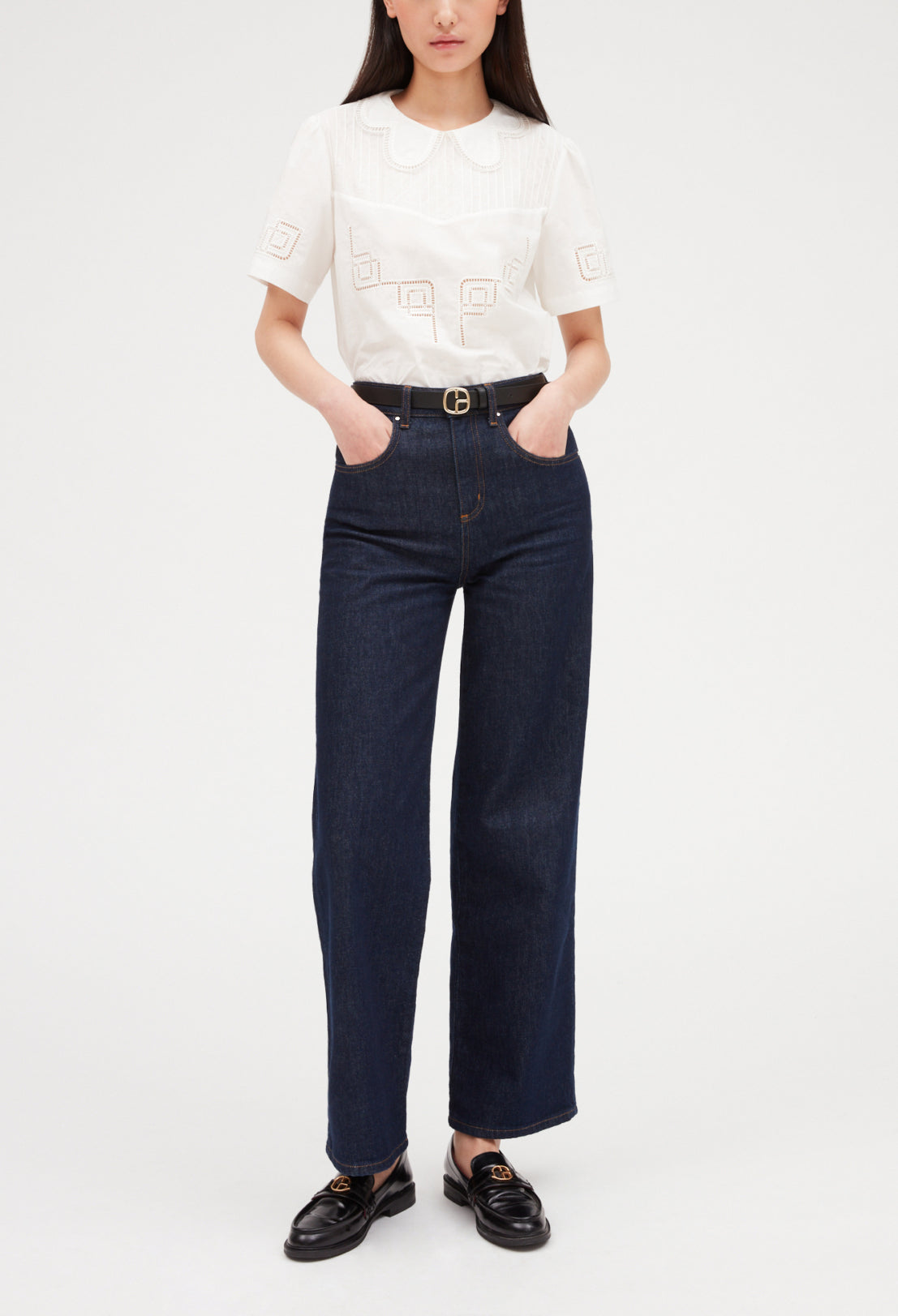 Top à col dentelle écru Faume - seconde main