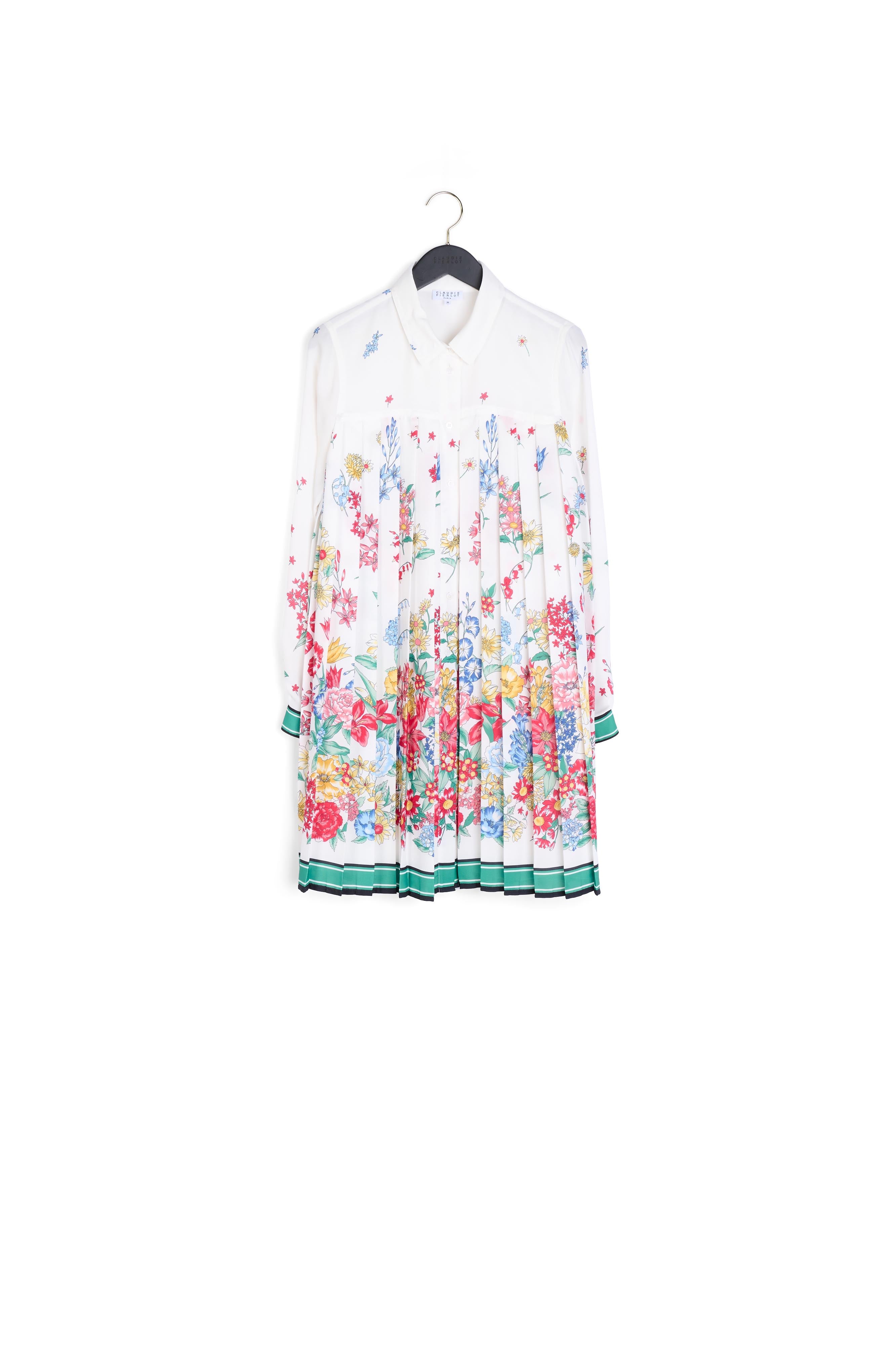 Robe chemise plissée imprimé fleur Faume - seconde main