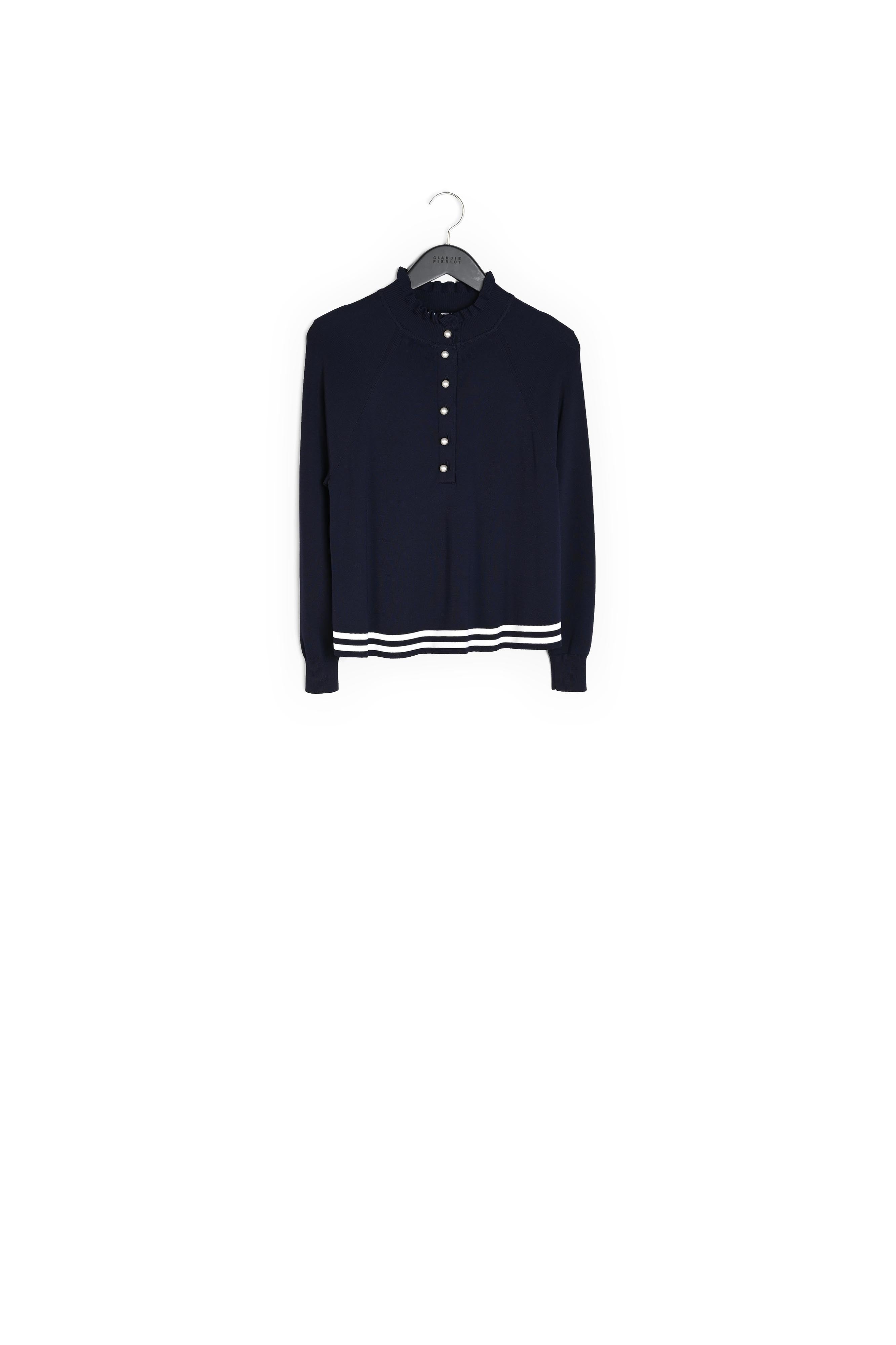 Pull col montant avec pate de boutonnage Faume - seconde main