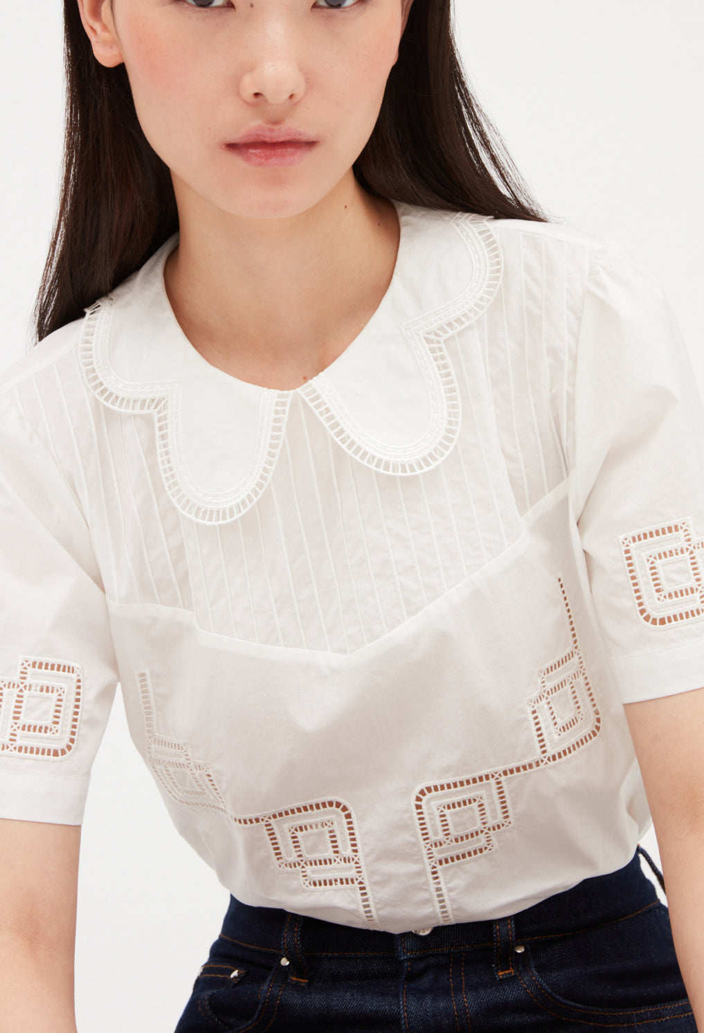 Top à col dentelle écru Faume - seconde main