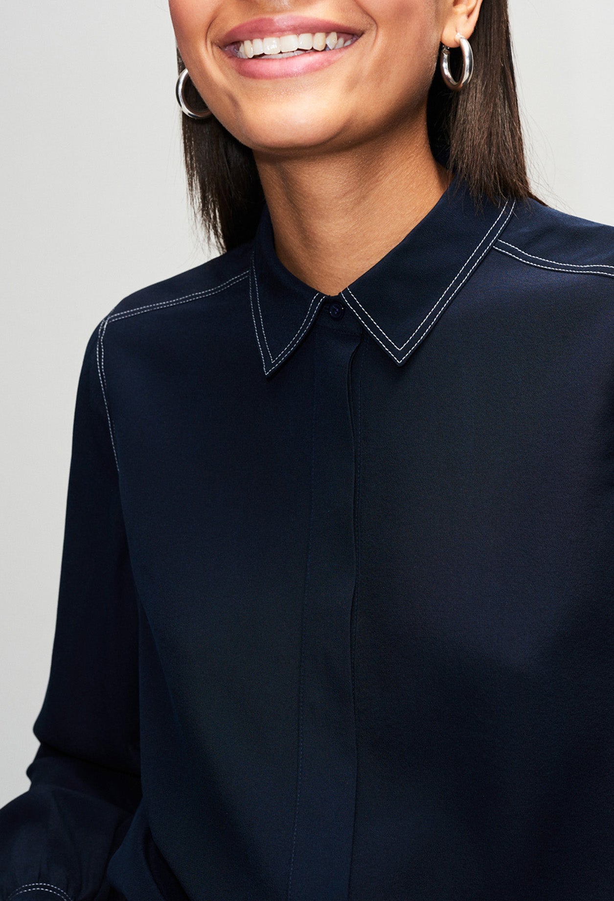 Chemise en soie détail surpiqure Faume - seconde main