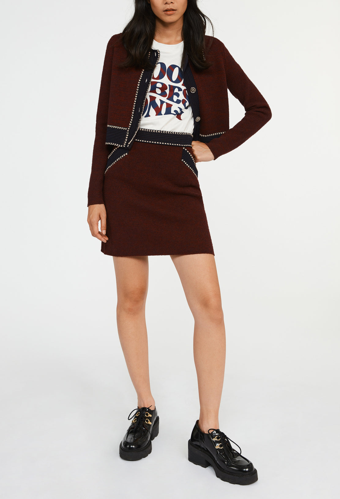 Jupe maille droite contrasté Faume - seconde main