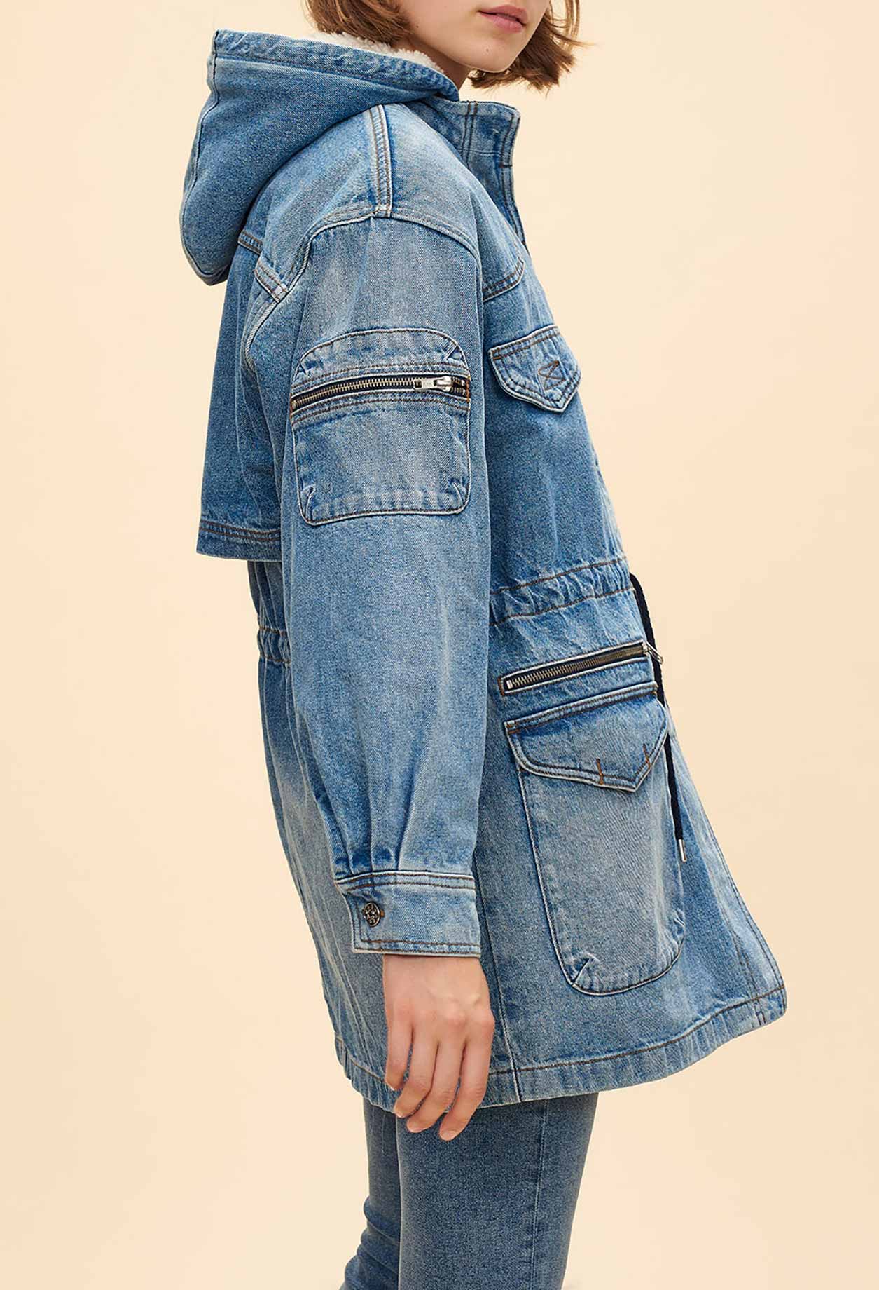 Parka jean à capuche ceinturée Faume - seconde main