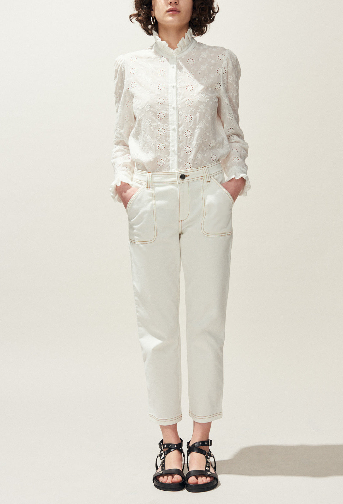 Jean à surpiqûres contrastées Faume - seconde main