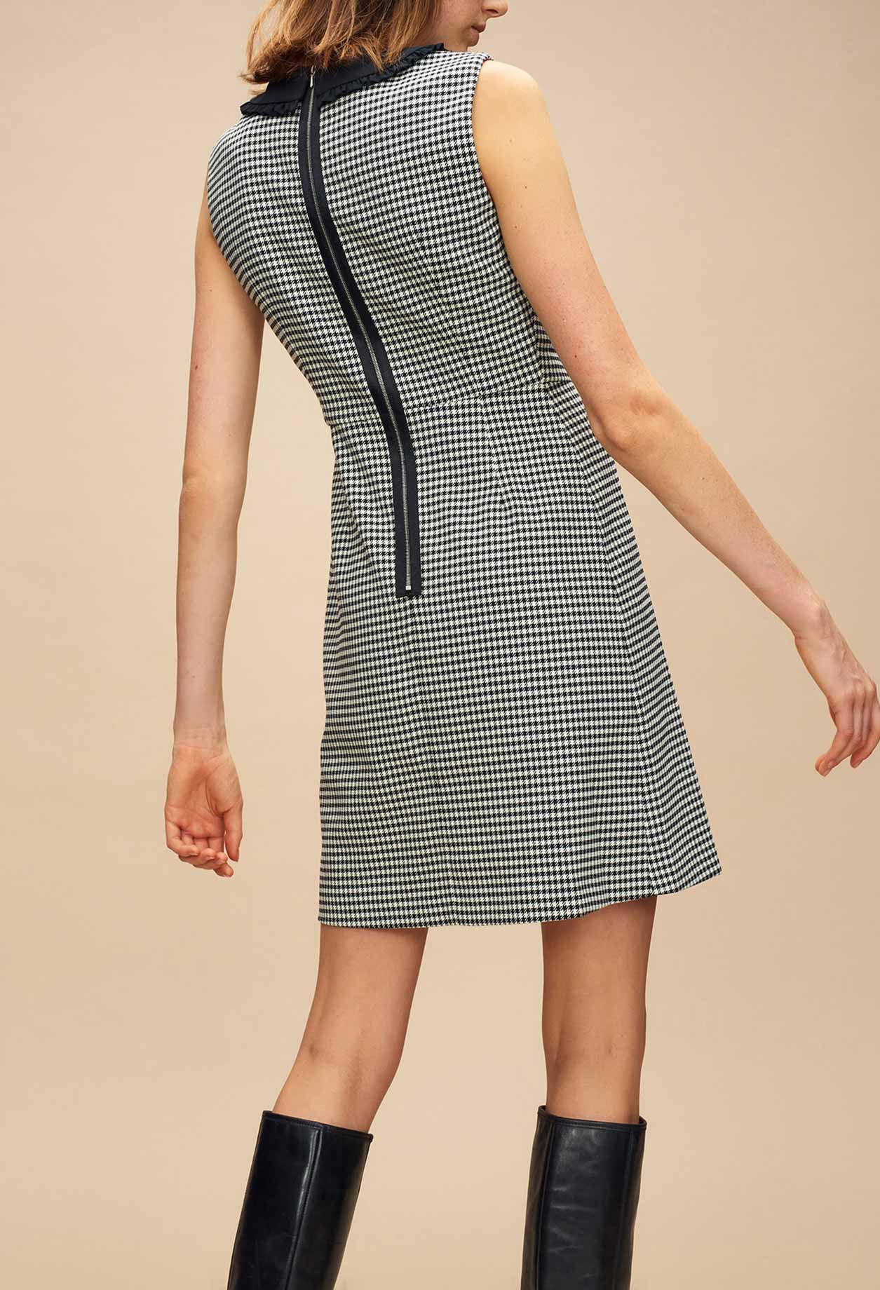 Robe prince de galles col claudine Faume - seconde main