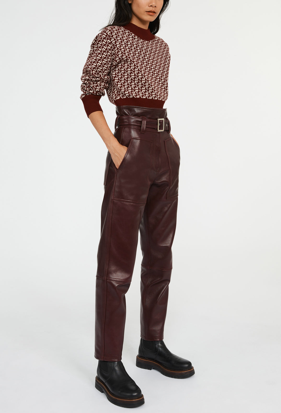 Pull bicolore maille imprimé coeur Faume - seconde main