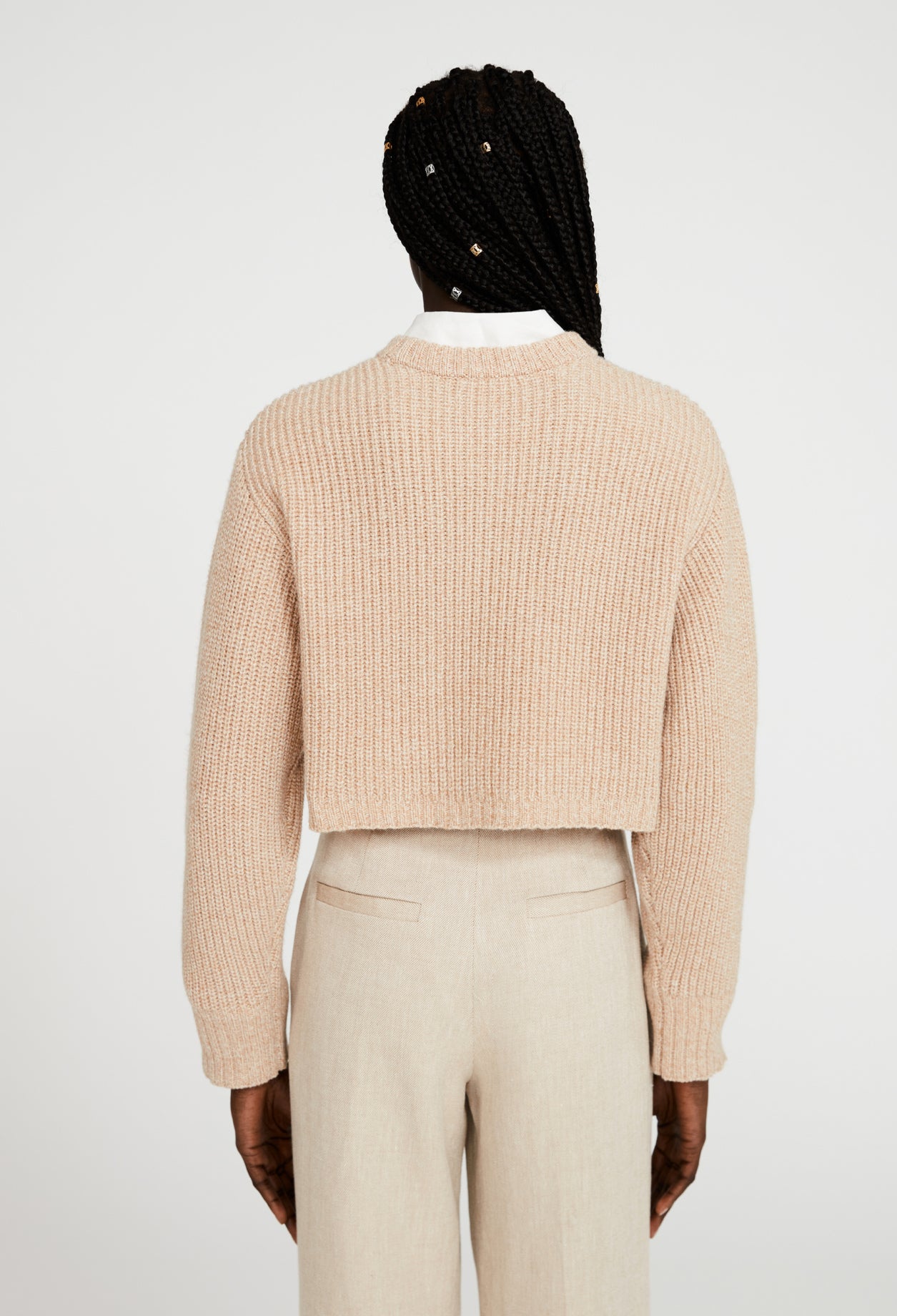 Pull beige court maille Faume - seconde main