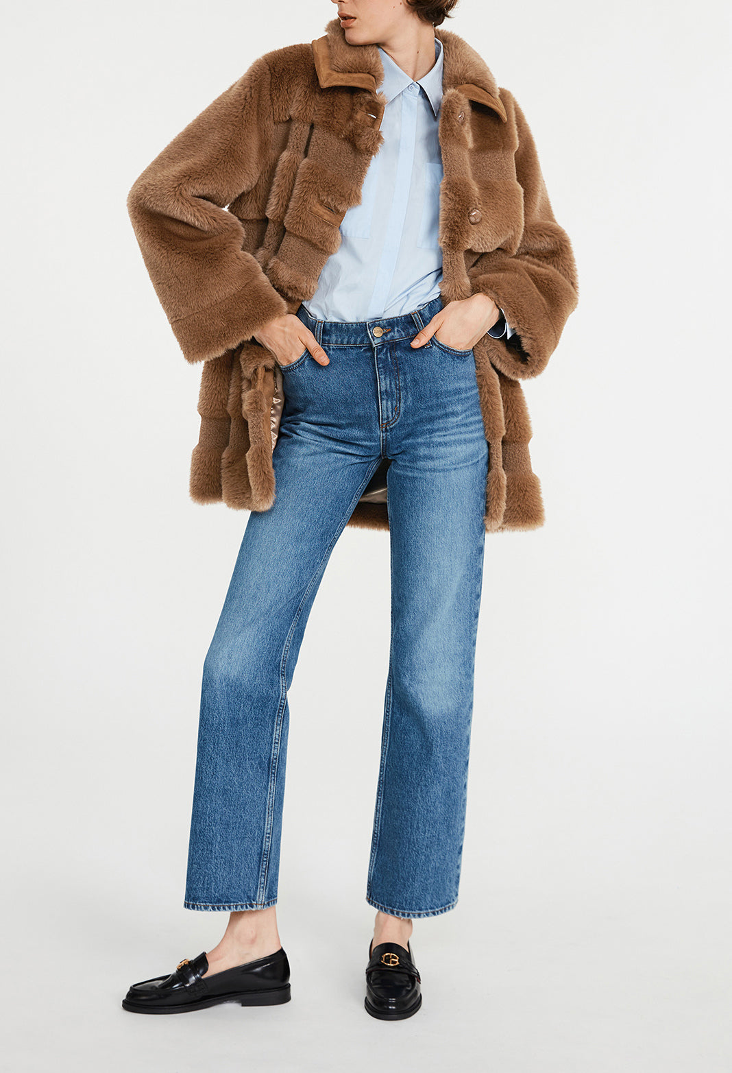 Manteau marron fausse fourrure Faume - seconde main