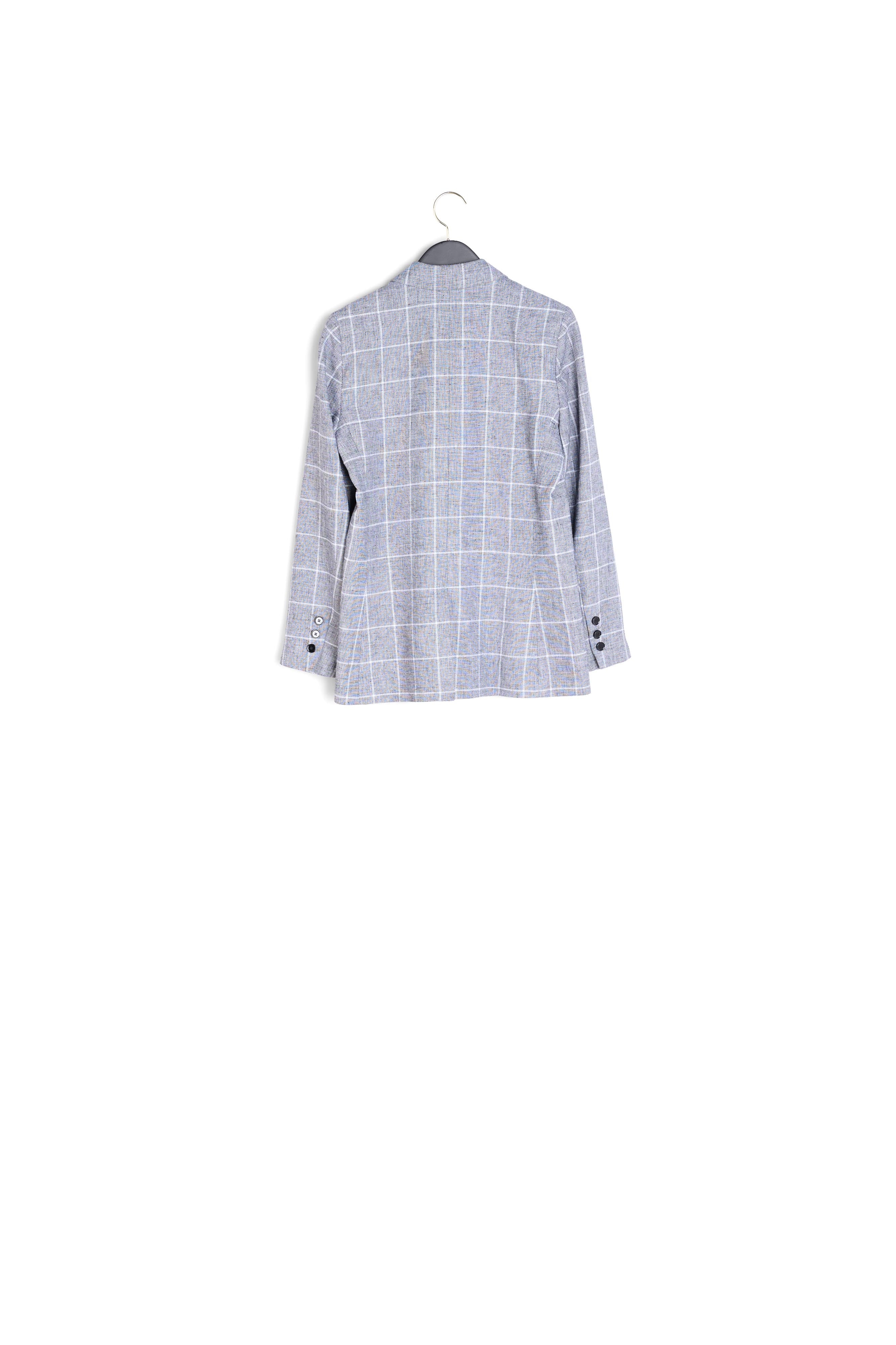 Veste blazer longue croisée à carreaux Faume - seconde main