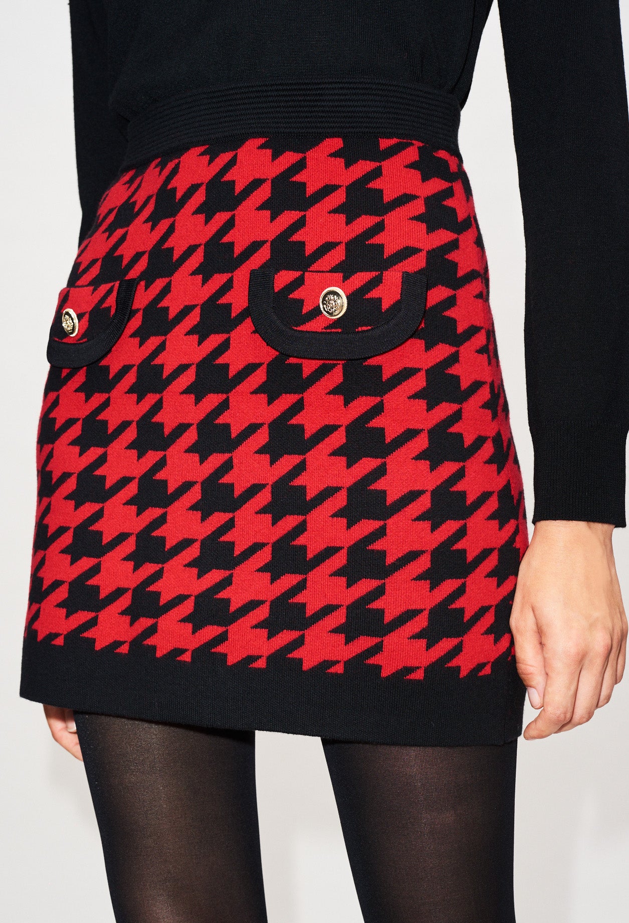 Jupe maille bicolore pied de coq Faume - seconde main