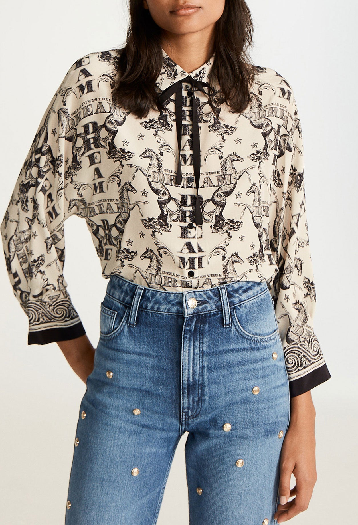 Chemise imprimée à lavallière Faume - seconde main