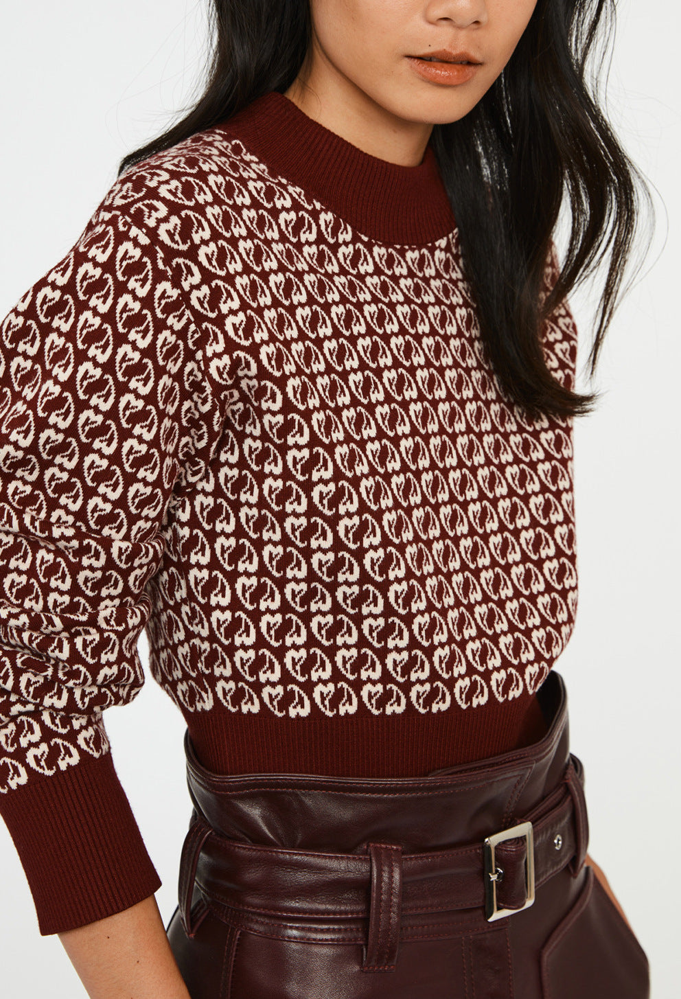 Pull bicolore maille imprimé coeur Faume - seconde main