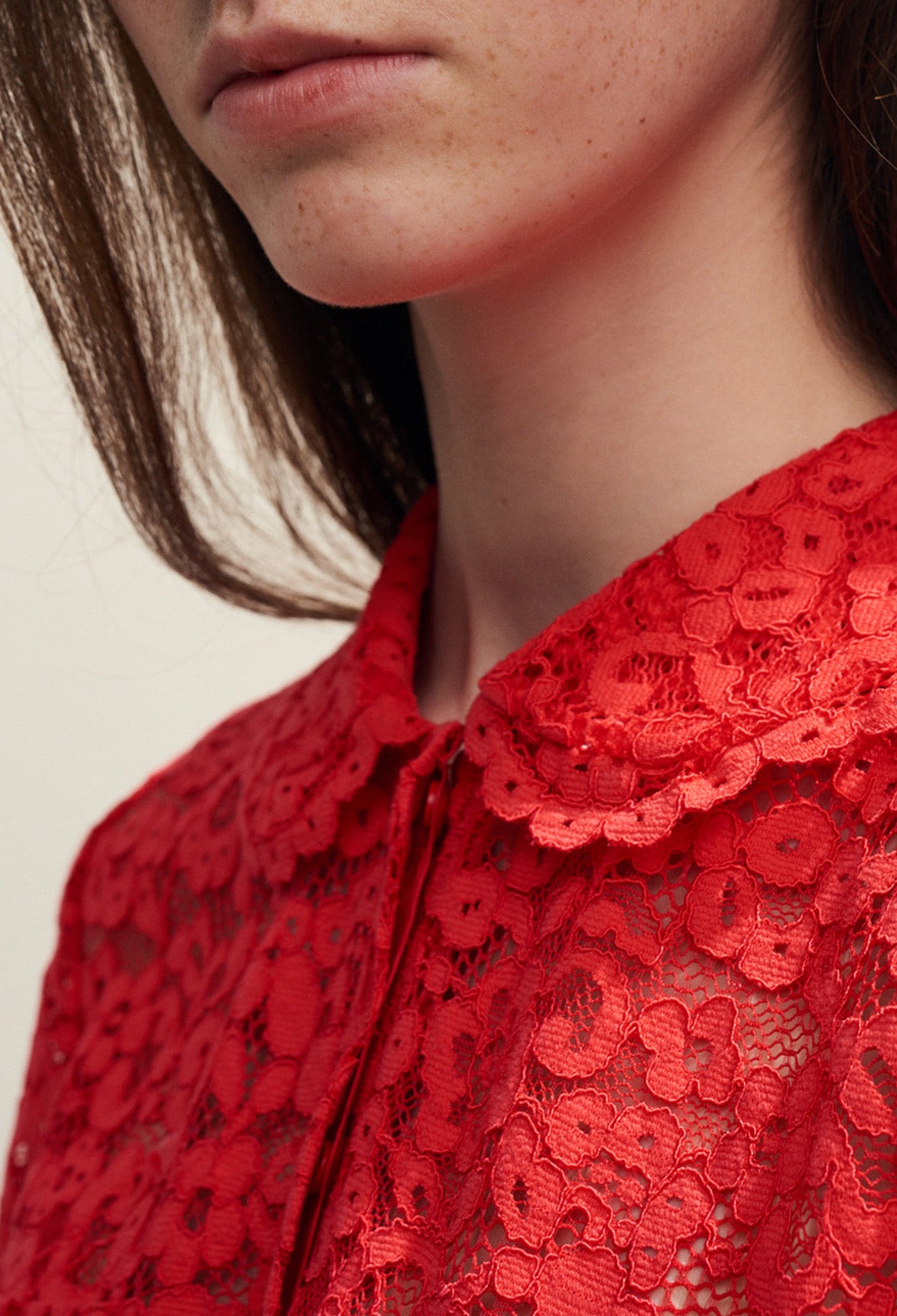 Top en dentelle col claudine Faume - seconde main