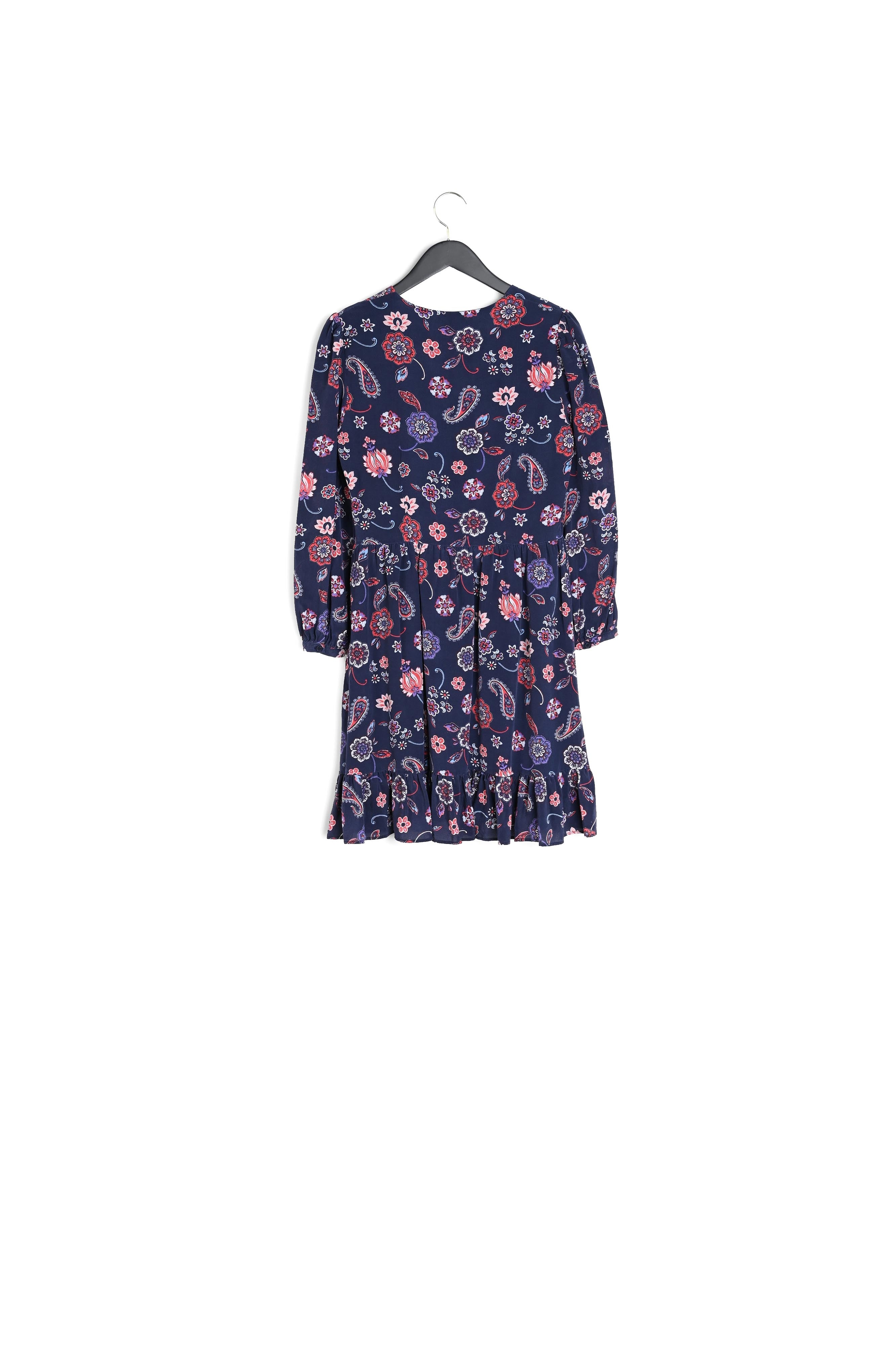 Robe cintr?�e en soie imprim?� fleuri