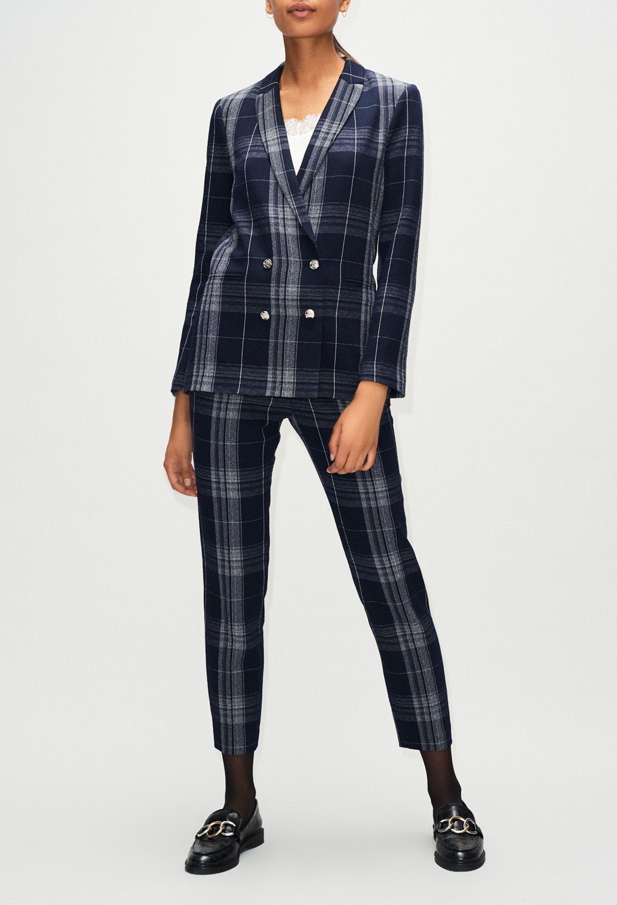 Veste tailleur croisée motif carreaux Faume - seconde main