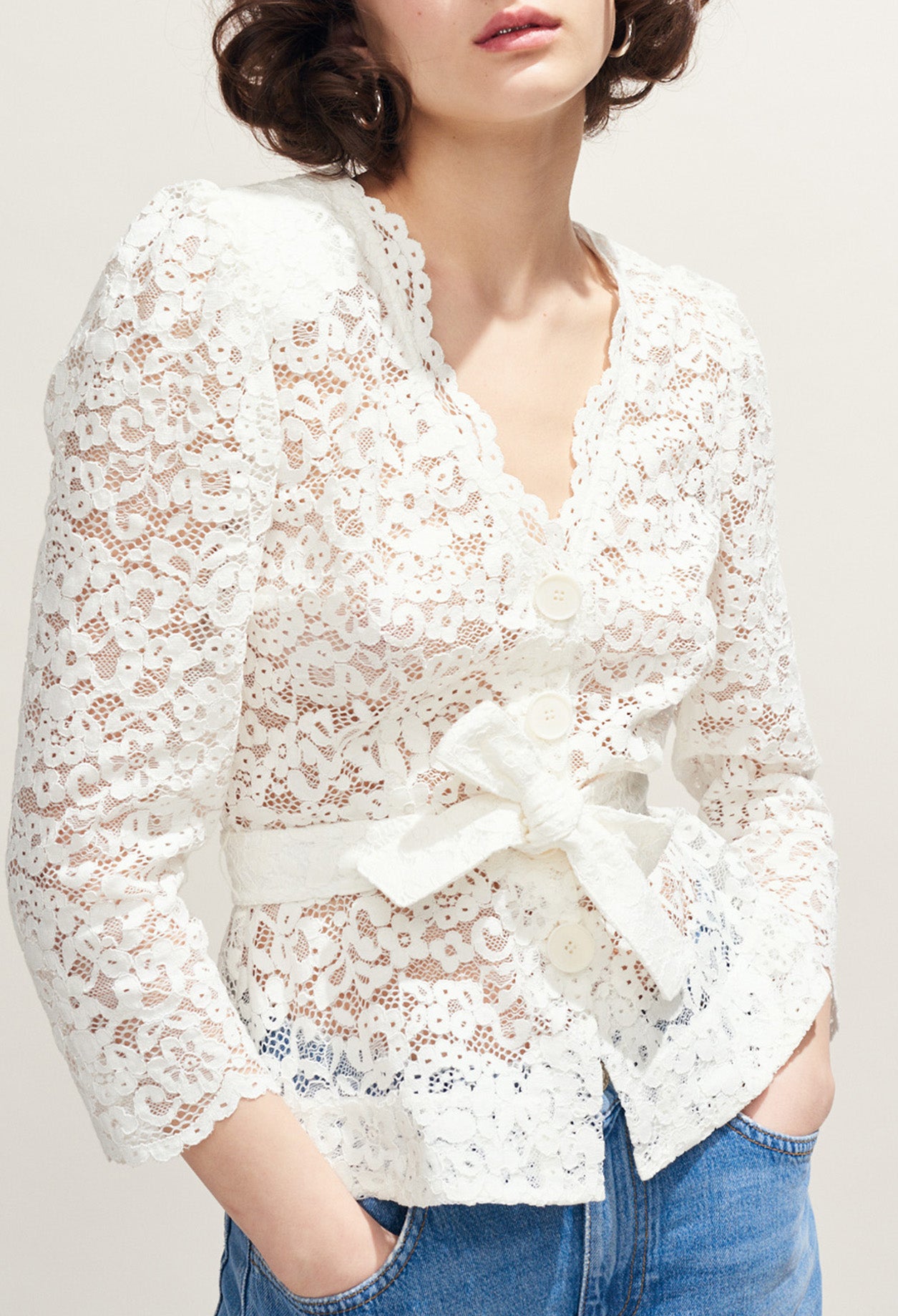 Top en dentelle cintré Faume - seconde main