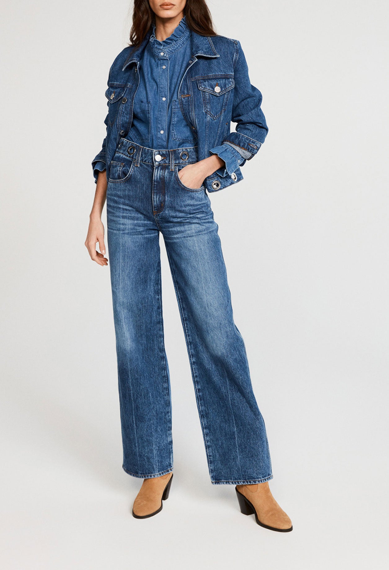 Chemise à col froncé en coton biologique Faume - seconde main