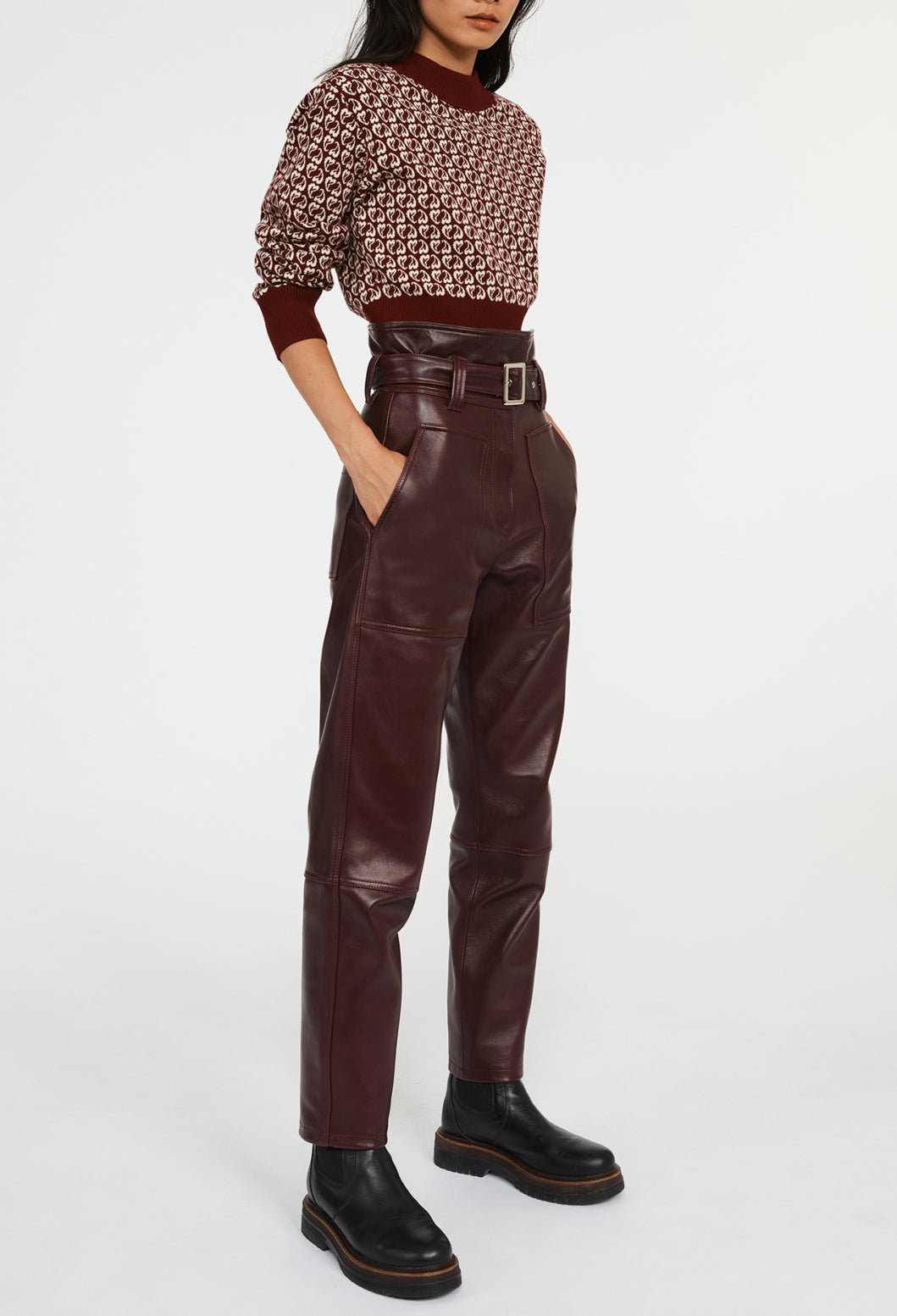 Pull bicolore maille imprimé coeur Faume - seconde main