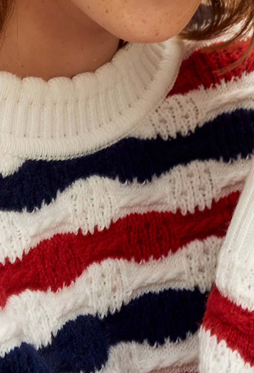 Pull tricolore en laine tricoté Faume - seconde main