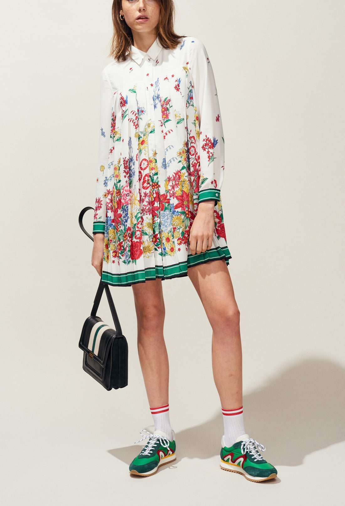 Robe chemise plissée imprimé fleur Faume - seconde main