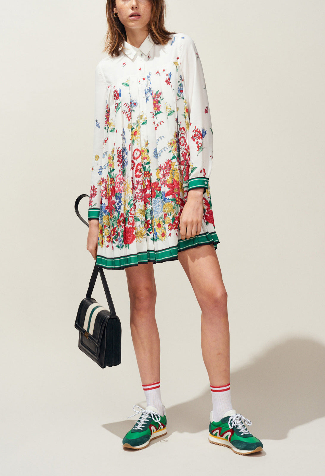 Robe chemise plissée imprimé fleur Faume - seconde main