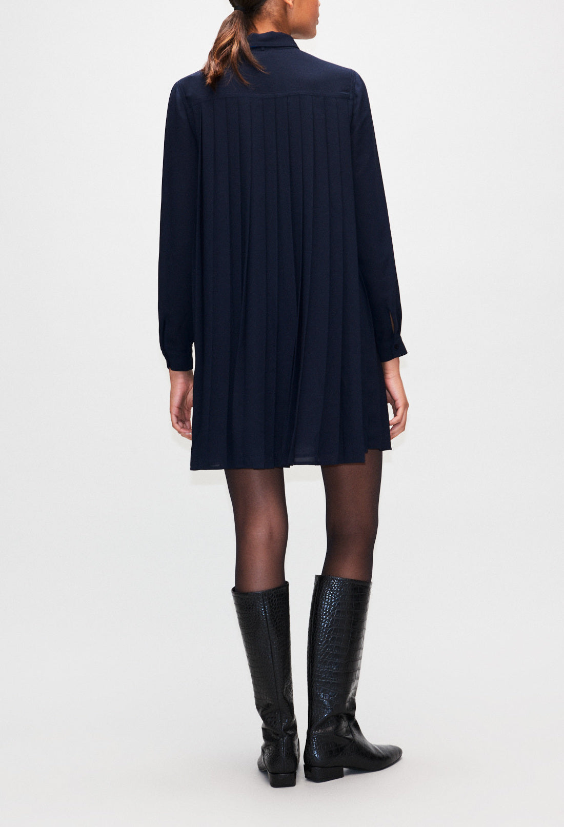 Robe chemise plissée détail lavallière Faume - seconde main