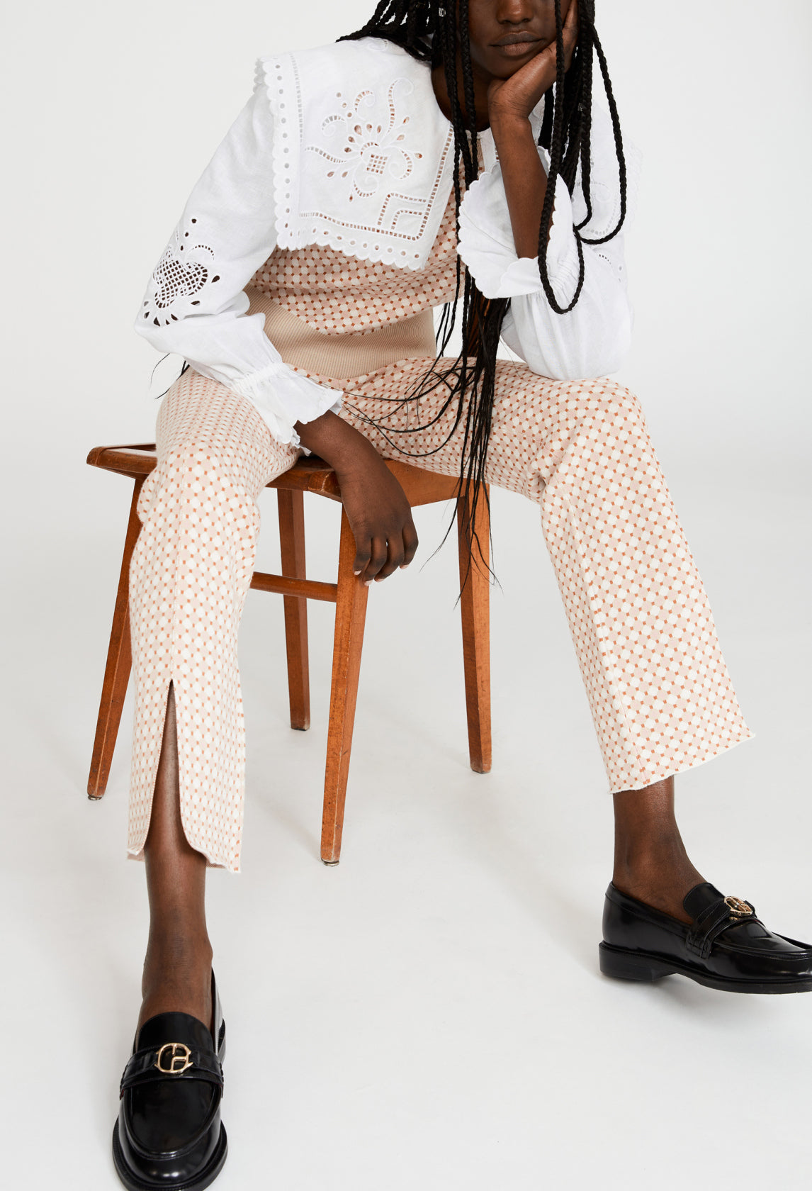 Pantalon maille à motifs graphiques Faume - seconde main