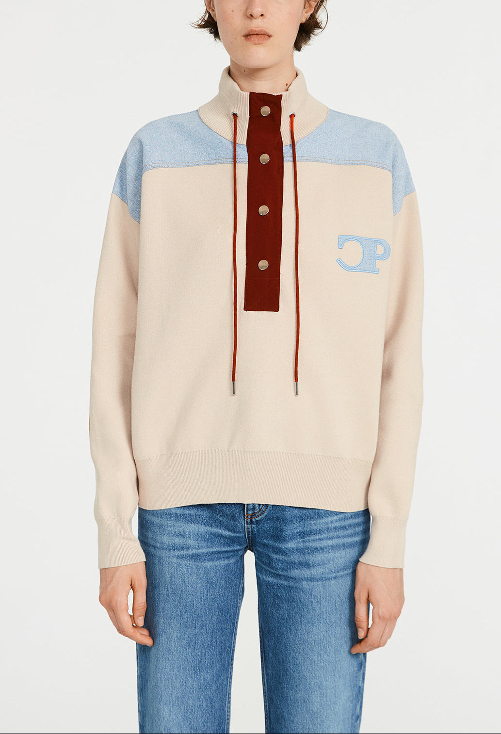 Sweatshirt maille et denim Faume - seconde main