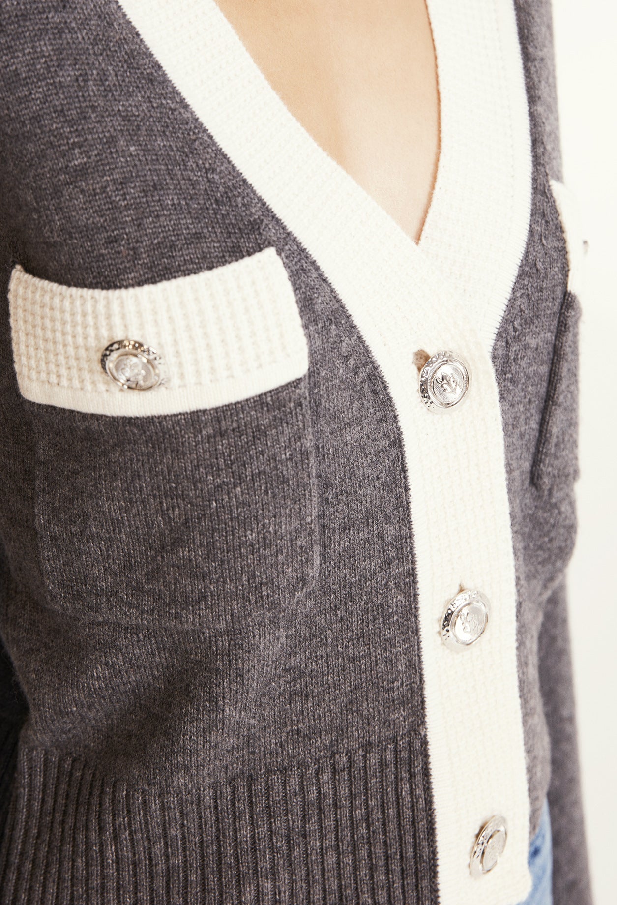 Cardigan bicolore en laine et cachemire Faume - seconde main