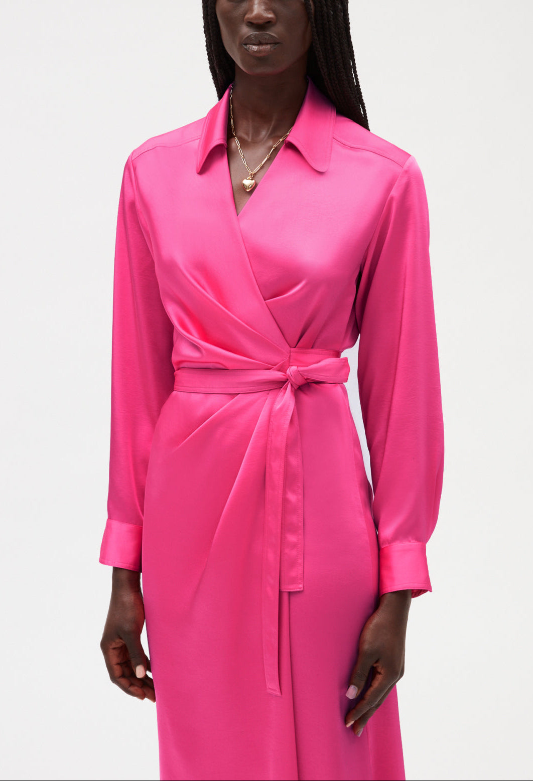 Robe midi portefeuille rose Faume - seconde main