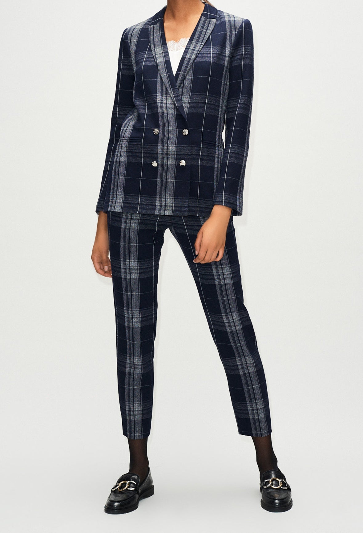 Veste tailleur croisée motif carreaux Faume - seconde main