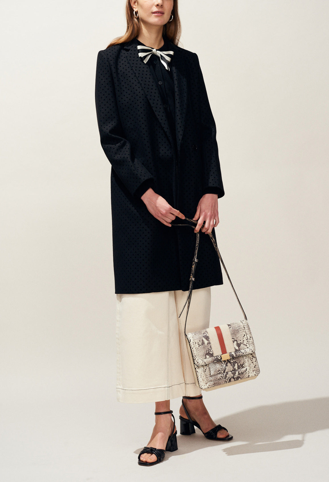 Manteau long à pois floqués Faume - seconde main